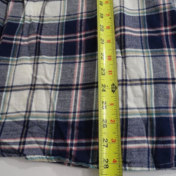 Maurices Navy Blue Cream Pink Silver Plaid Flannel Button Up Shirt Women Size XL - Picture 11 of 12